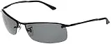 Ray-Ban RB3183 Metal Rectangular Sunglasses, Black/Polarized Grey Gradient, 63 mm