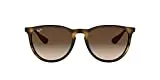 Ray-Ban Women's RB4171 Erika Round Sunglasses, Dark Rubber Tortoise/Brown Gradient, 54 mm