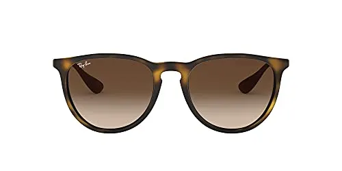 Ray-Ban Women's RB4171 Erika Round Sunglasses, Dark Rubber Tortoise/Brown Gradient, 54 mm