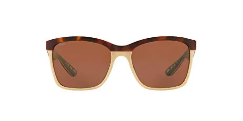 Costa Del Mar Women's Anaa Polarized Rectangular Sunglasses, Retro Tortoise/Cream/Mint/Copper Polarized-580P, 55 mm