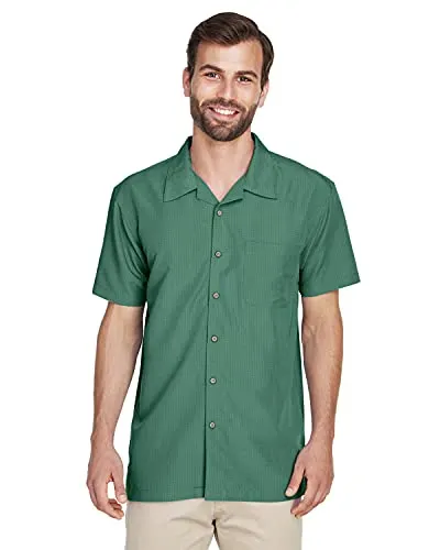 Harriton M560 Men's Barbados Textured Camp Shirt XX-Large Palm Green