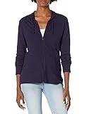 Hanes Women's Jersey Full Zip Hoodie, Navy, Large