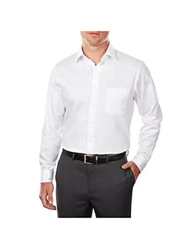 Van Heusen mens Regular Fit Poplin Solid Spread Collar dress shirts, White, 17.5 Neck 34 -35 Sleeve X-Large US