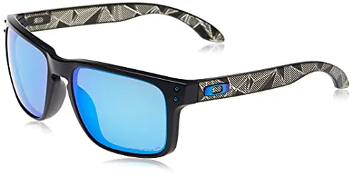 Oakley Men's OO9102 Holbrook Square Sunglasses, Matte Black Prizmatic/Prizm Sapphire Polarized, 55 mm