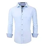 Alex Vando Mens Dress Shirts Wrinkle Free Regular Fit Stretch Bamboo Men Shirt,Blue,S