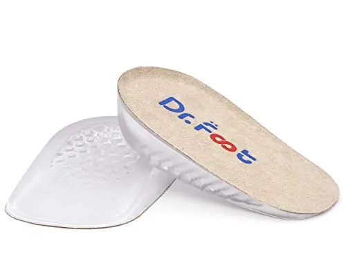 Dr.Foot Height Increase Insoles, Heel Cushion Inserts, Heel Lift Inserts for Leg Length Discrepancies (Large (1" Height))