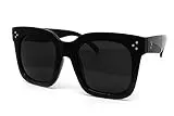 O2 Eyewear 7222 Premium Oversize XXL Women Men Mirror Brand Style Fashion Sunglasses (SOLID BLACK, TILDA HAVANA)