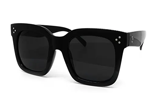 O2 Eyewear 7222 Premium Oversize XXL Women Men Mirror Brand Style Fashion Sunglasses (SOLID BLACK, TILDA HAVANA)