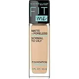 Maybelline Fit Me Matte + Poreless Liquid Foundation Makeup, Natural Beige, 1 fl; oz; Oil-Free Foundation