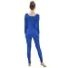 Ensnovo Womens Spandex Bodysuit Long Sleeve Scoop Neckline Footless Unitard Royal Blue,M