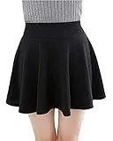 Urban CoCo Women's Basic Versatile Stretchy Flared Casual Mini Skater Skirt (Large, Black)