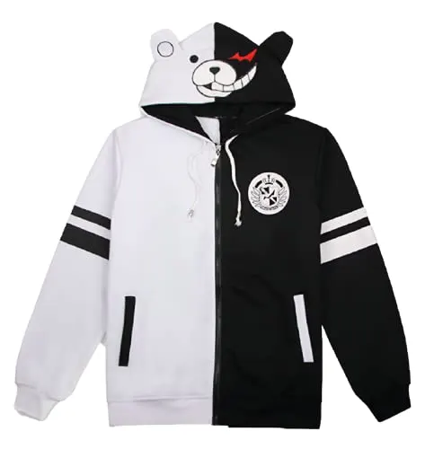 GK-O Danganronpa Monokuma Black and White Bear Hoodie Jacket Cosplay Costume (Asian Size Medium)