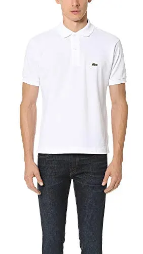 Lacoste Men's Short Sleeve Pima Jersey Interlock Regular Fit Polo, White, L