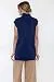 JENNIE LIU Women's 100% Pure Cashmere Sleeveless Turtleneck Hi-Lo Tunic Sweater(L, MarledBlue)