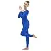 Ensnovo Womens Spandex Bodysuit Long Sleeve Scoop Neckline Footless Unitard Royal Blue,M