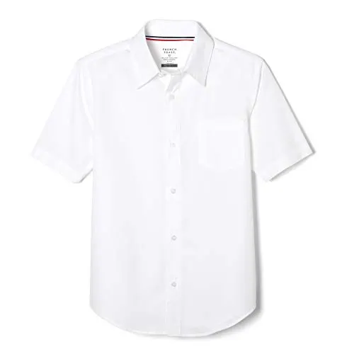 French Toast Boys' Short Sleeve Classic Poplin Dress Shirt (Standard & Husky), White, 12