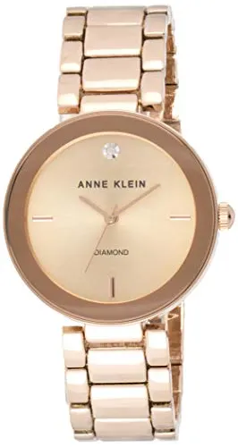 Anne Klein Women's AK/1362RGRG Rose Gold-Tone Diamond-Accented Bracelet Watch