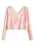 SweatyRocks Women's Tie Dye Print Crop Top T Shirt Long Sleeve