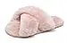 Women's Fuzzy CrossBand Fluffy Furry Fur Slippers Flip Flop Winter Warm Cozy...