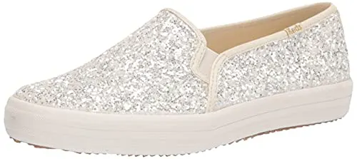 Keds Women's Kate Spade Double Decker Glitter Sneaker, Cream, 8.5