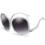Women's Oversized Square Jackie O Cat Eye Hybrid Butterfly Fashion Sunglasses - Exquisite Packaging (729904-Crystal Grey, Gradient Grey)