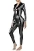 Women's Fish Scales Mermaid Long Sleeve Catsuit Front Zipper (Large, Black)