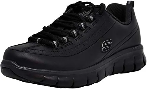 Skechers for Work Women's Sure Track Trickel Slip Resistant Work Shoe, Black, 7.5 M US