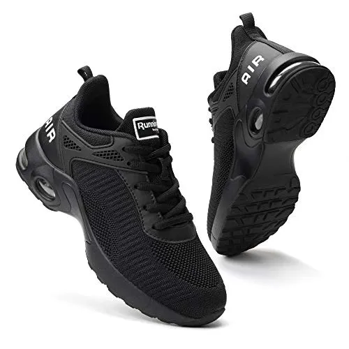 Women Air Athletic Running Shoes - Air Cushion Shoes for Womens Mesh Sneakers Fashion Tennis Breathable Walking Gym Work Shoes All Black