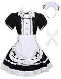 Colorful House Women's Cosplay French Apron Maid Fancy Dress Costume (Large, Black)