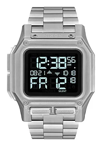 NIXON Regulus SS A1268 - Silver - 100m Water Resistant Men's Digital Sport Watch (46mm Watch Face, 29mm-24mm Stainless Steel Band)