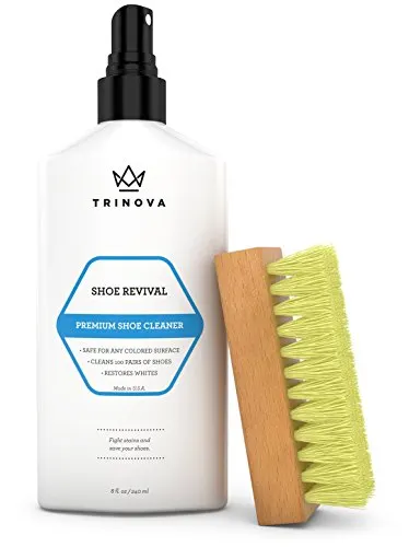 TriNova Shoe Cleaner Kit - Tennis, Sneaker, Boots, More - Premiun Cleaning to Remove Dirt and Stains. Free Brush 8OZ