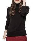 DAIMIDY Women's Turtleneck Cashmere Sweaters Black Cashmere Sweater, US S/4-6
