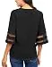 LookbookStore Women's Casual V Neck Mesh Panel Button Down Blouse 3/4 Bell...