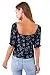 Sugar Lips womens Floral Print Puff Sleeve Blouse, Blackblue, Small US