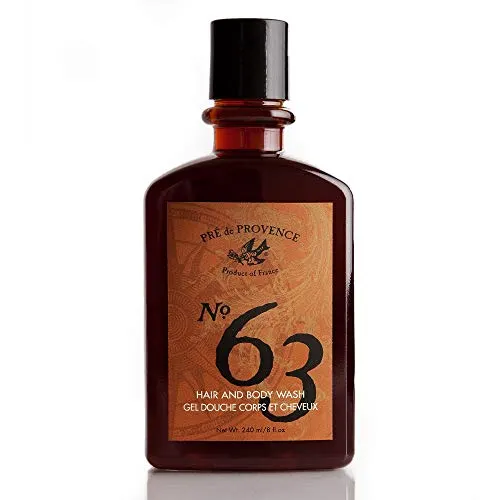 Pre de Provence No. 63 Men's Shower Gel, Aromatic, Warm, & Spicy Masculine Fragrance, Enriched With Natural & Repairing Shea Butter & Aloe Vera, 8 fl Oz