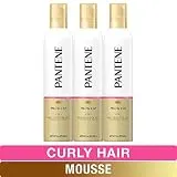 Pantene, Tame frizz for Soft Touchable Curls ProV For Curly Hair 6.6, Curl Mousse (Pack of 3), 19.8 Ounce