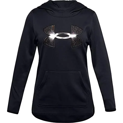 Under Armour Girls' Armour Fleece Graphic Hoodie , Black (001)/Black , Youth X-Small