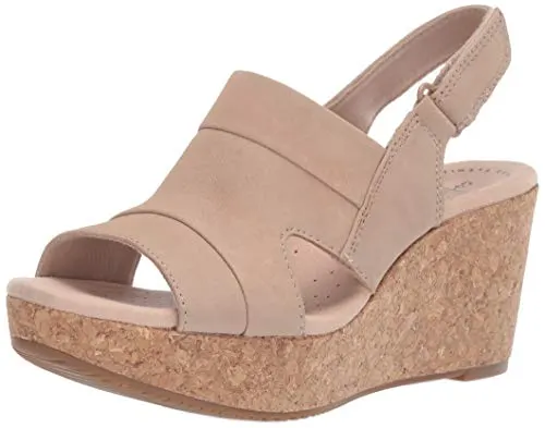 Clarks womens Annadel Ivory Wedge Sandal, Sand Nubuck, 8.5 US