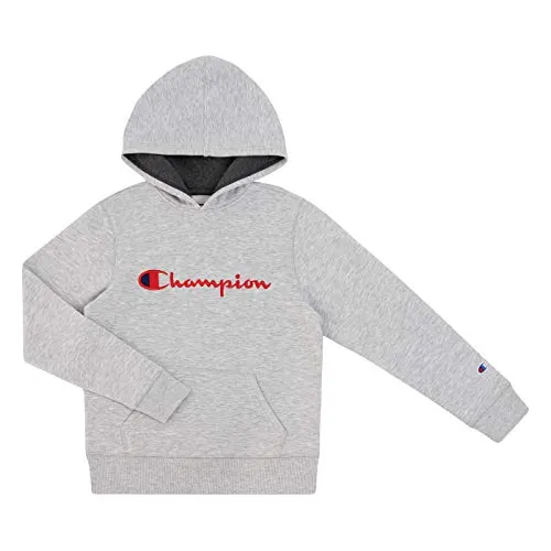 Champion Kids Clothes Sweatshirts Youth Heritage Fleece Pull On Hoody Sweatshirt with Hood (X-Large, Oxford Heather/Scarlet)