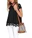 QIXING Women's Tops Short Sleeve Lace Trim O-Neck A Line Tunic Blouse...
