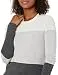 Lark & Ro Women's Crewneck Pullover Cashmere Sweater, Ivory/Light Heather Grey/Charcoal,Large