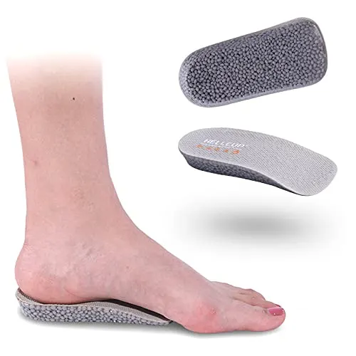 3/4 Heel Cup Inserts for Plantar Fasciitis, Heel Spurs, Sore, Bruising, Achilles Tendon, Silicone Heel Lift Inserts, 1 inch Height Increase Insoles for Man and Women (Gray, W 6-11.5 / M 4.5-9.5)