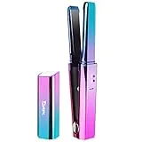 Deogra Cordless Mini Flat Iron USB Rechargeable Hair Straightener for Touching Up Short Thin Fine Hair On The Go, Ceramic Tourmaline Small Straightening Iron Portable for Travel - Mermaid Deisgn