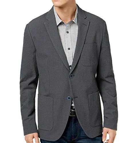 Michael Kors Men's Classic Fit Seersucker Glen Checked Blazer (Storm, 42R)