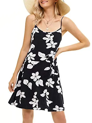 MSBASIC Women's Sleeveless Sundress Adjustable Strappy Summer Casual Solid/Tie Dye Dress