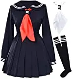 Classic Japanese School Girls Sailor Dress Shirts Uniform Anime Cosplay Costumes with Socks Set(Black)(M = Asia L)(SSF08BK)