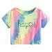 SweatyRocks Womens Tie Dye Letter Print Crop Top T Shirt,Muiticolor 1,Large =M