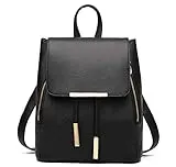 B&E LIFE Fashion Shoulder Bag Rucksack PU Leather Women Girls Ladies Backpack Travel bag (Black)