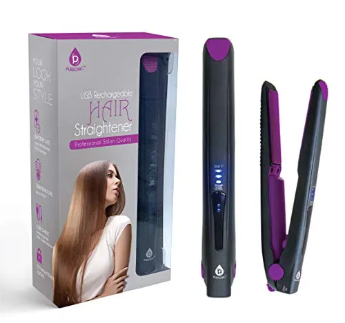 Pursonic USB Rechargeable Portable Hair Straightener Mini Cordless Flat Iron Professional Salon Quality