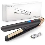 Cordless Hair Straightener for Touching Up Short Thin Fine Hair On The Go, Man Beard Straightener, Rechargeable Flat Iron with 5000mAh Battery, Mini Hair Straightener for 40+Minutes Endurance